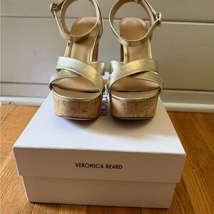 Veronica Beard Metallic Gold Platform Heels